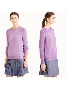 J. Crew Metallic Lavender Crew Neck Knit Sweater, size small